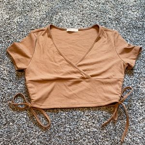 drawstring side cropped tee